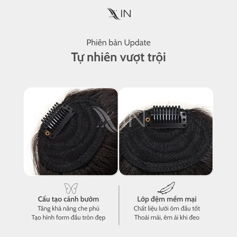 Tóc Giả Kẹp Mái 4D - Mái Pháp