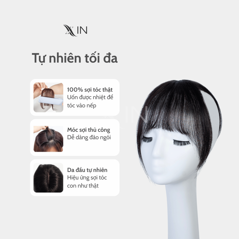 Tóc Giả Kẹp Mái 4D- Mái Pháp