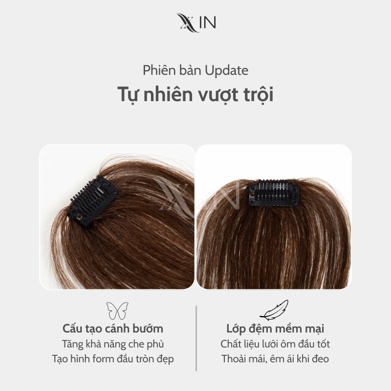 Tóc Giả Kẹp Mái 4D - Mái Thưa