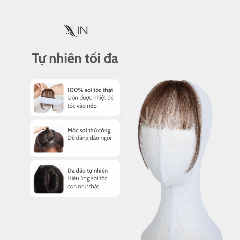 Tóc Giả Kẹp Mái 4D - Mái Thưa