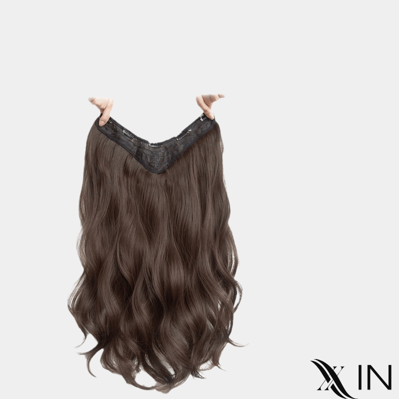 Tóc Giả Kẹp Nửa Đầu Xoăn Sóng Nâu Socola 50cm