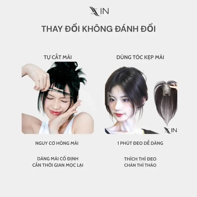Tóc Giả Kẹp Mái 4D - Mái AS688