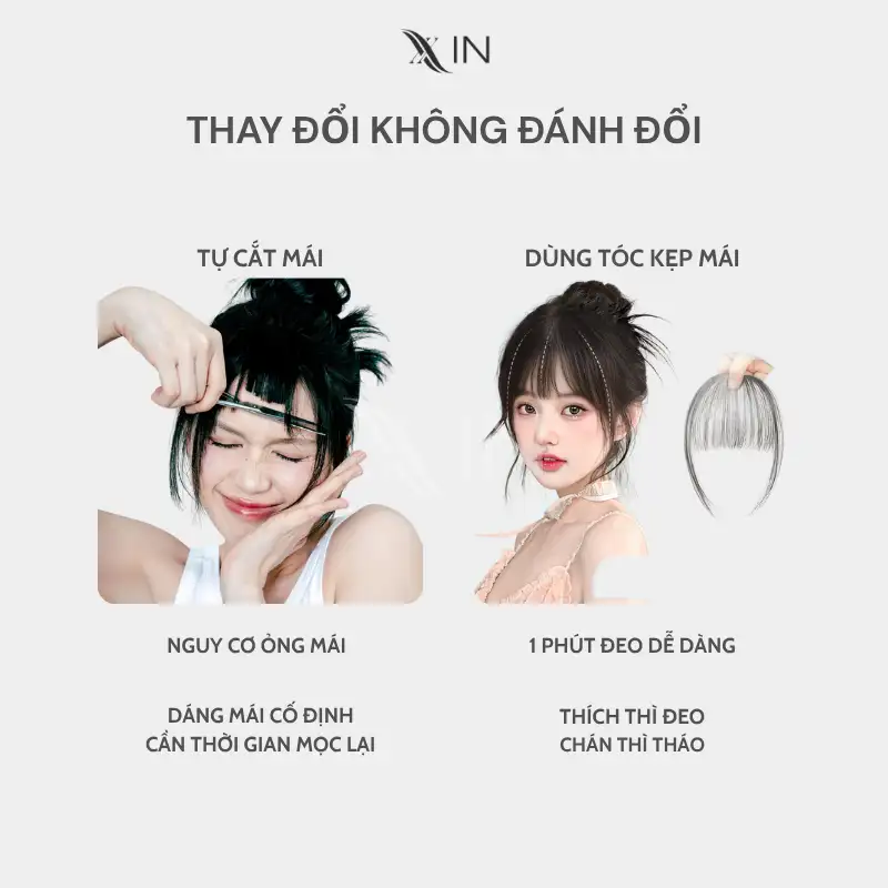Tóc Giả Kẹp Mái 4D – Mái Thưa