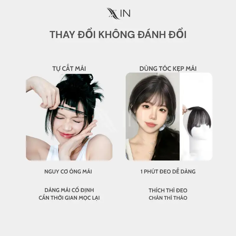 Tóc Giả Kẹp Mái 4D - Mái Pháp